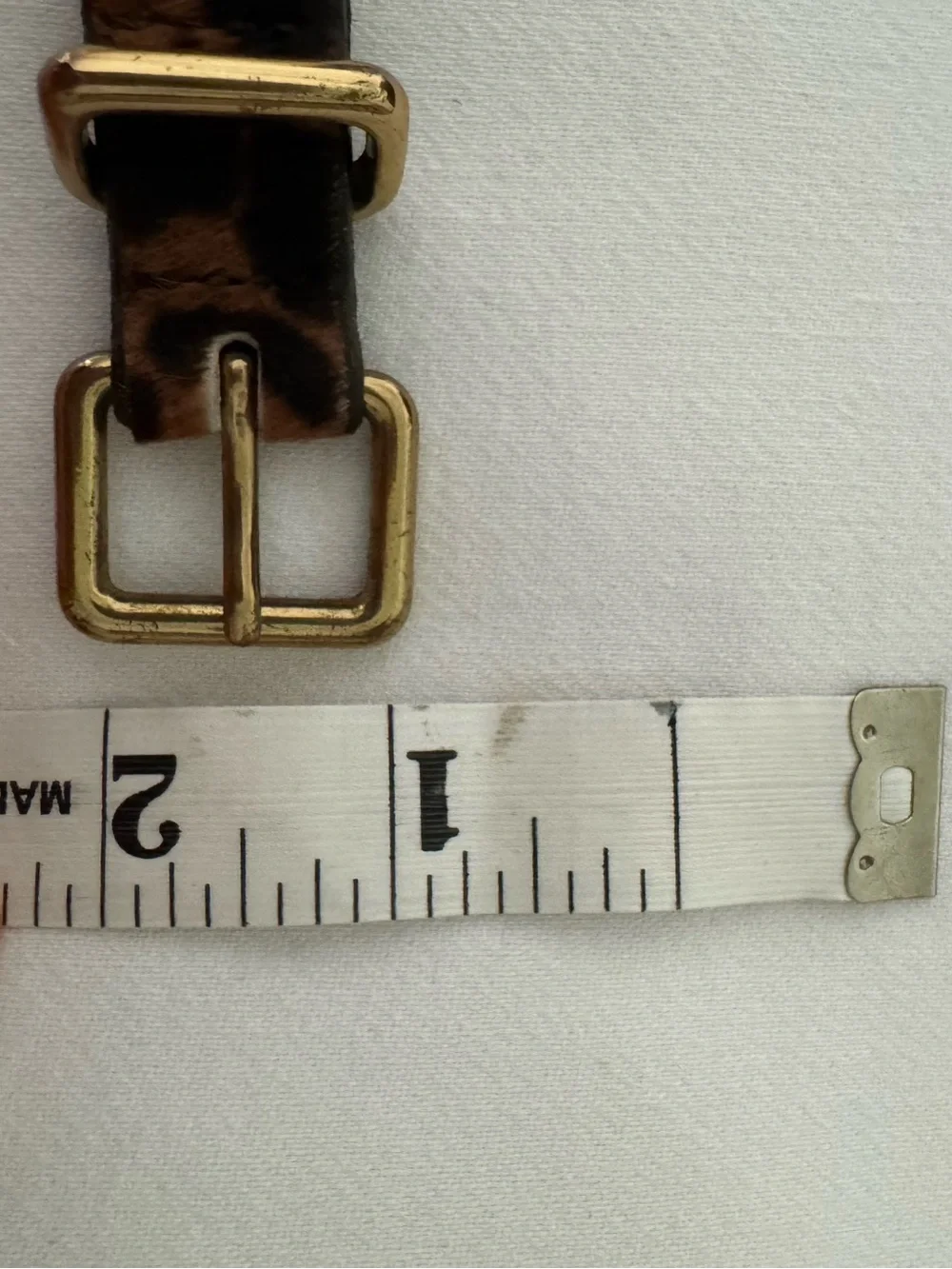 J. Crew skinny belt 37" long.  Genuine Italian leather, animal print.  EUC. - Picture 4 of 5